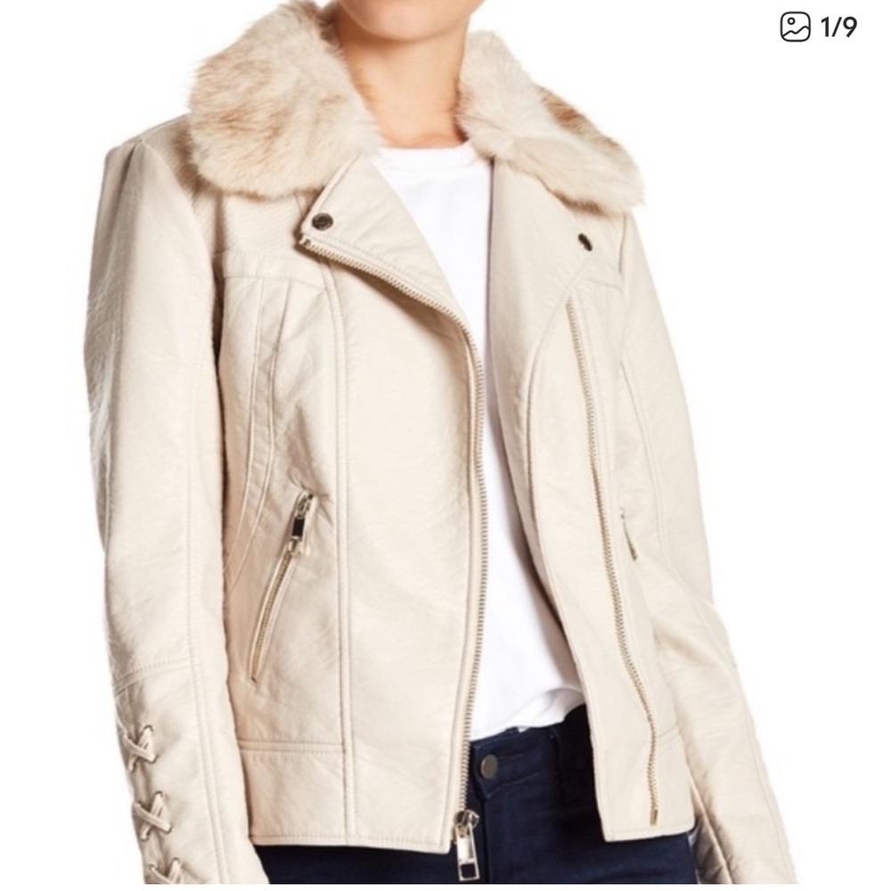 NWT Guess Moto Jacket in Cream Size Small